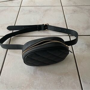 Black Quilted Belt Bag